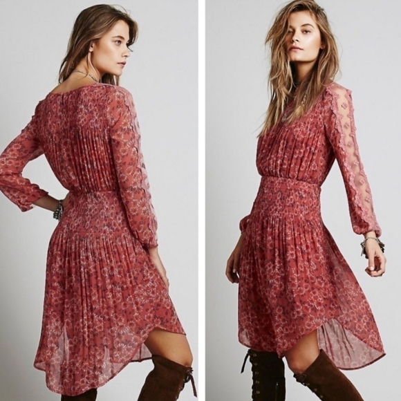 Free People Charlotte Open waters floral long sleeve dress - Picture 1 of 14
